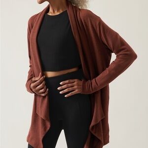 Athleta Women's Pranayama II Wrap Cardigan Rust Brown Size Large